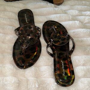 Size 7 tortoise/rainbow sandals